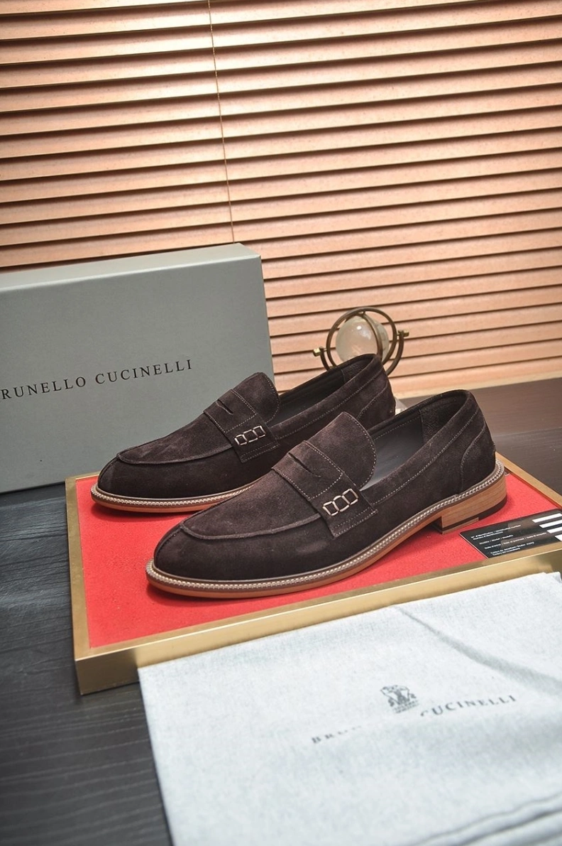 Trendy Brxnxllo Cxcxnelli Leather Shoes 113506